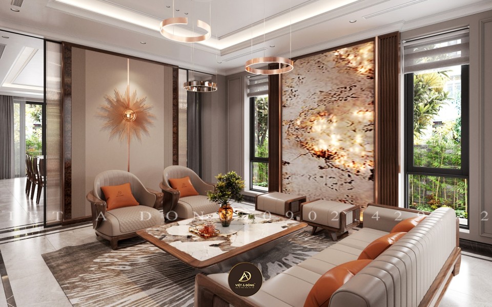 Thiết kế - Thi công nội thất biệt thự gỗ óc chó tại Starlake Hồ Tây - Anh Việt